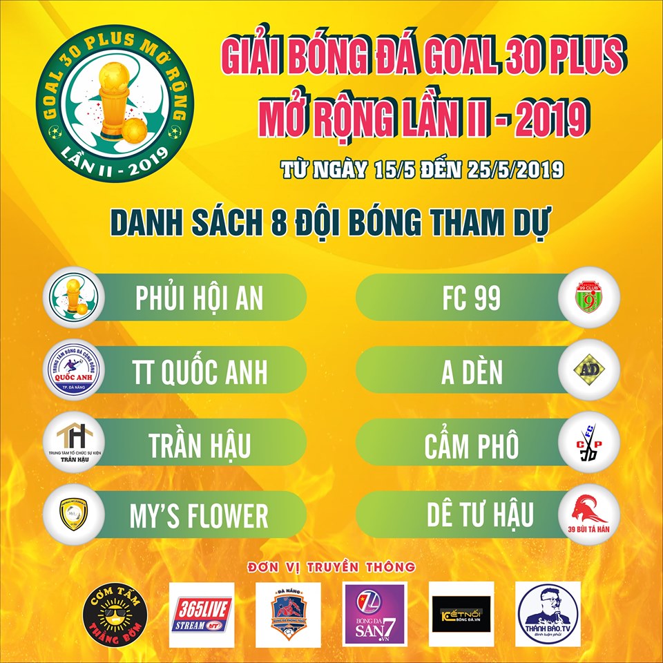 Giải bóng đá GoaL 30 Plus Mở Rộng lần II - 2019