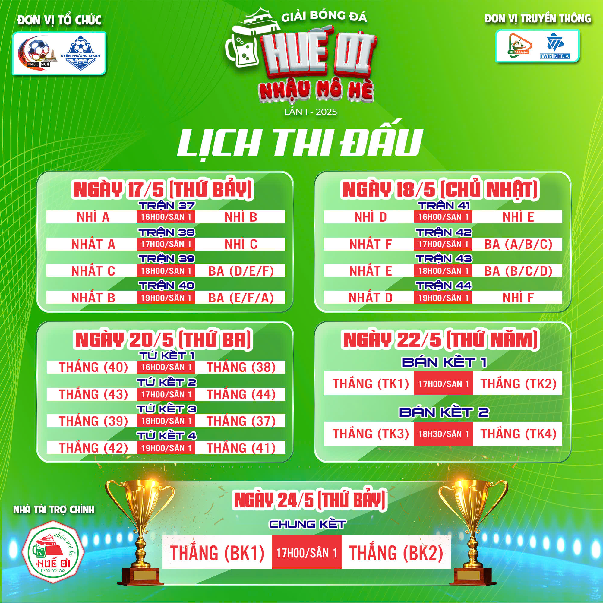 Lịch thi đấu từ vòng loại trực tiếp